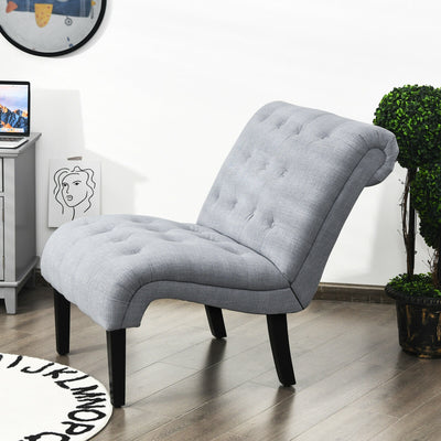 Cotton Linen Fabric Armless Accent Chair with Adjustable Foot Pads-Light GrayÂ 