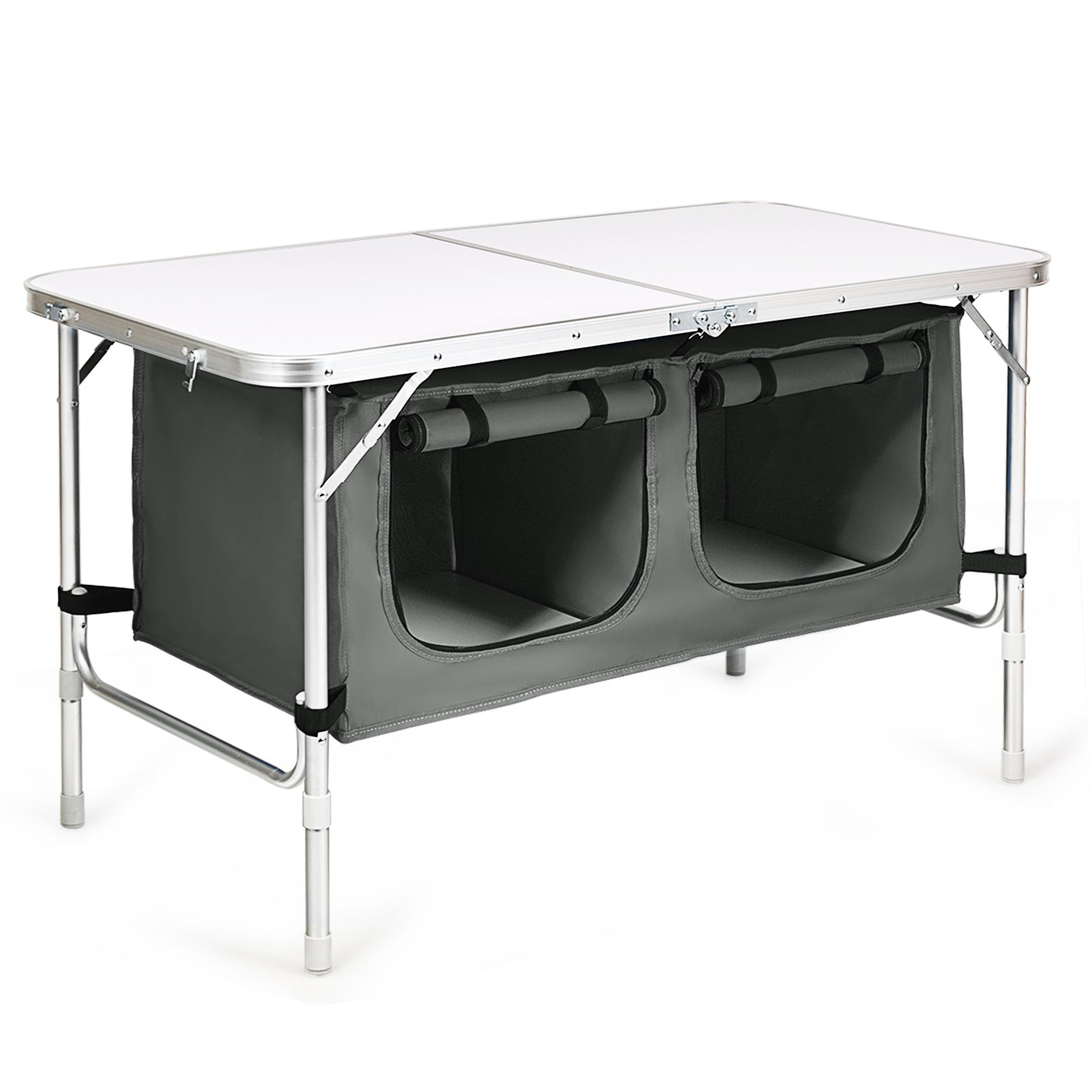 Height Adjustable Folding Camping  Table-Gray