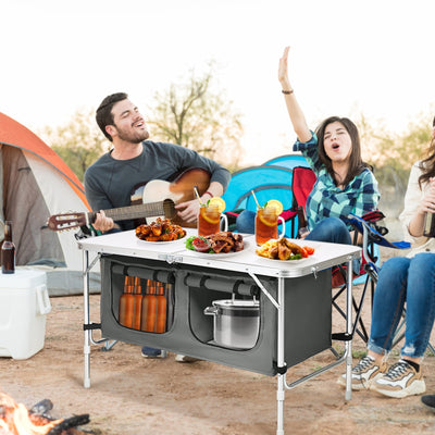 Height Adjustable Folding Camping  Table-GrayÂ 