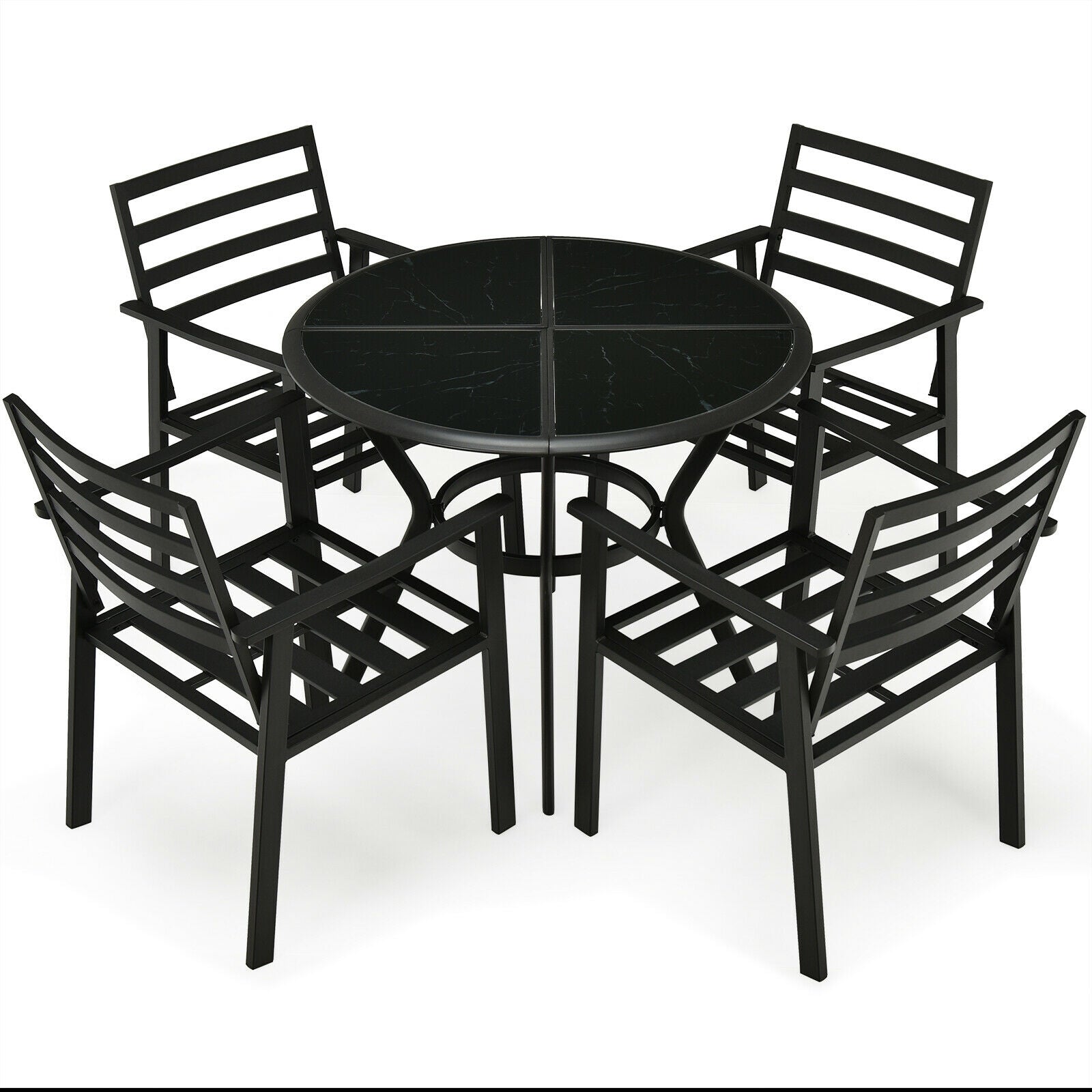 5 Pieces Outdoor Patio Dining Chair Table Set with Cushions