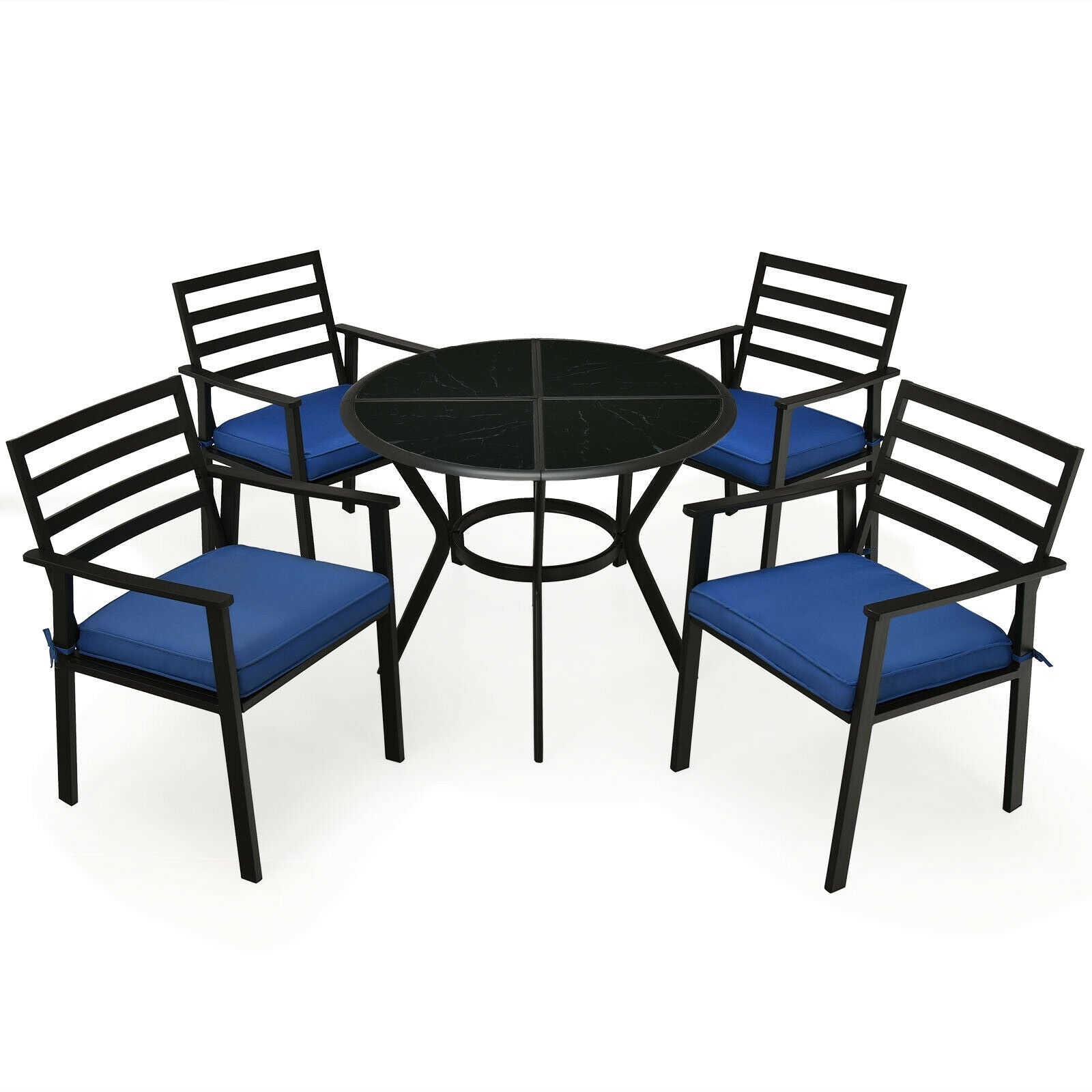 5 Pieces Outdoor Patio Dining Chair Table Set with Cushions