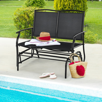 Iron Patio Rocking Chair for Outdoor Backyard and Lawn-BlackÂ 