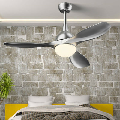 Modern 48 Inch Ceiling Fan with Dimmable LED Light and Remote Control Reversible Blades-SilverÂ 