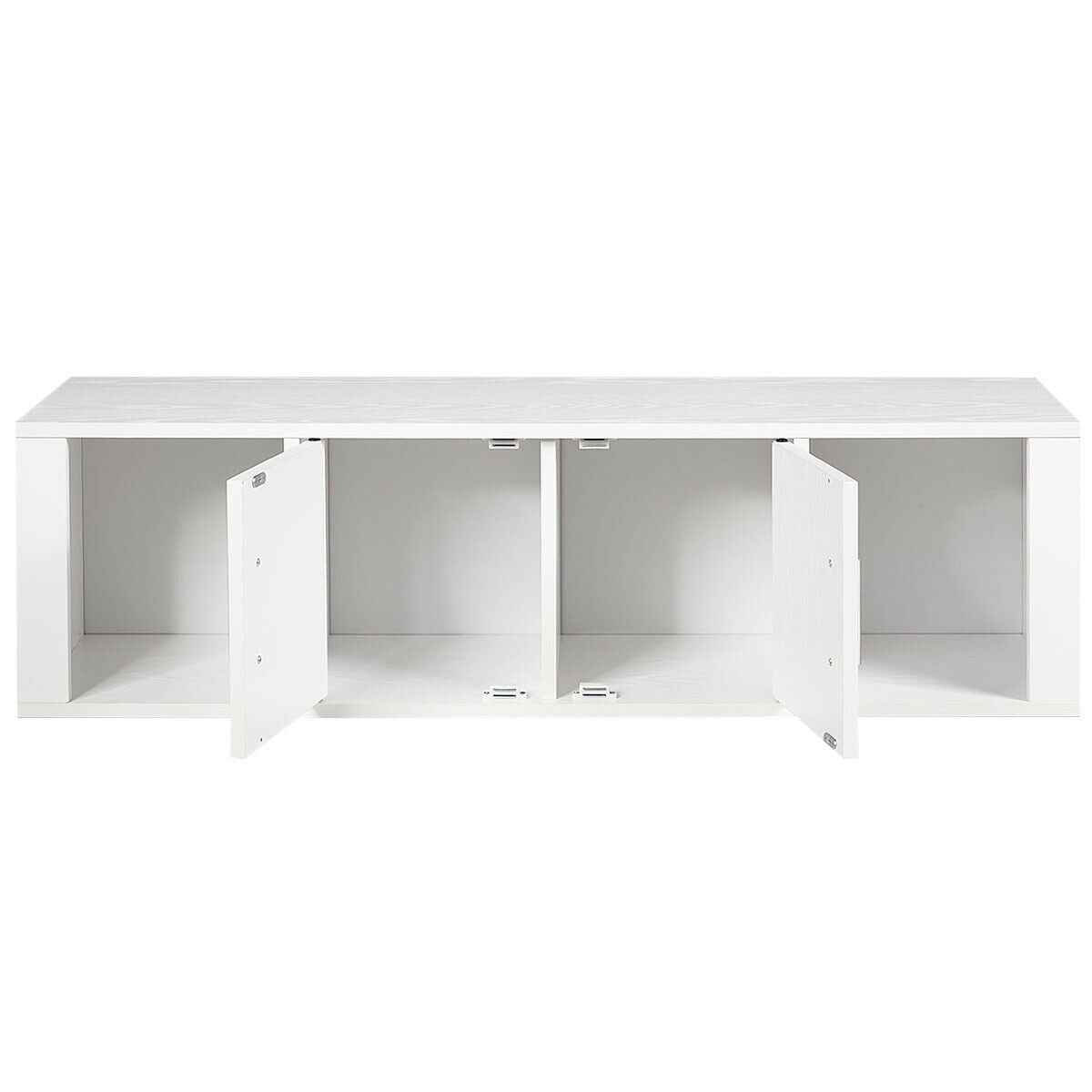 Wall Mounted Floating 2 Door Desk Hutch Storage Shelves-White