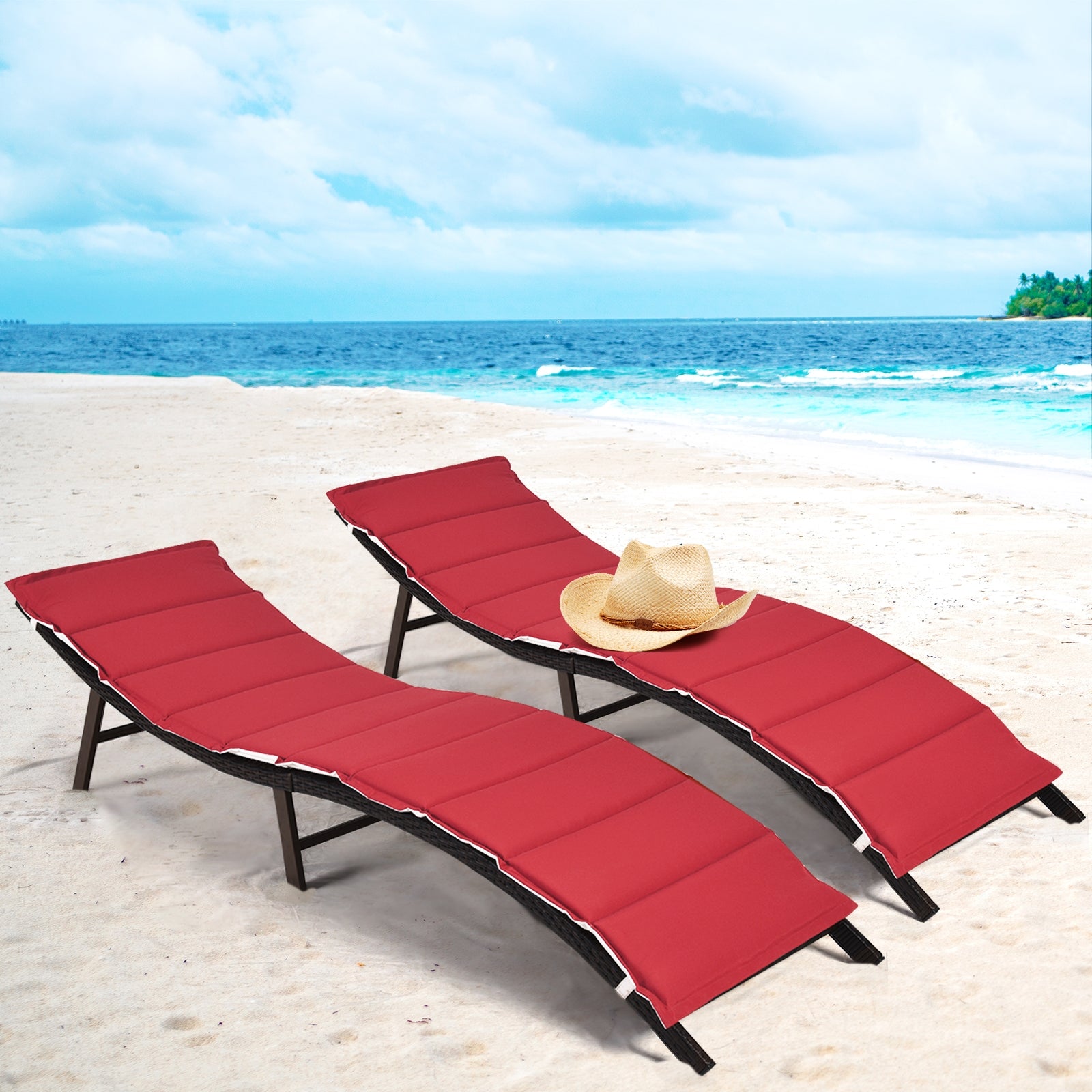 2Pcs Folding Patio Lounger ChairÂ 