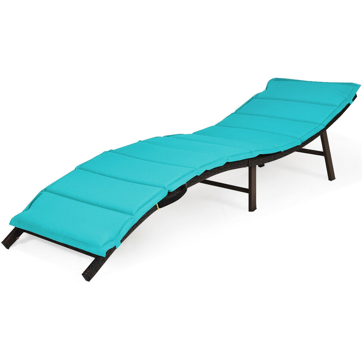 2Pcs Folding Patio Lounger Chair-Turquoise