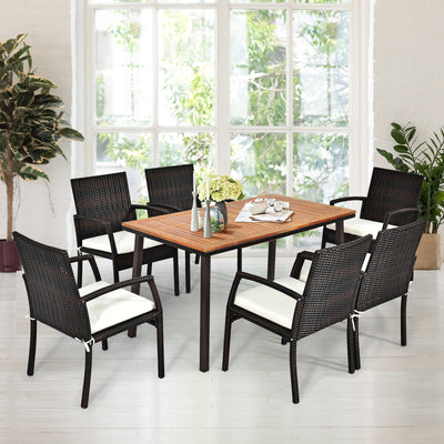 55 Inch Patio Acacia Dining Table with Umbrella HoleÂ 