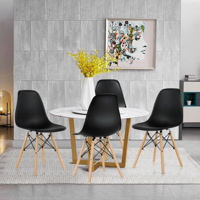 Set of 4 Modern Dining Side Chair Wood Legs-BlackÂ 