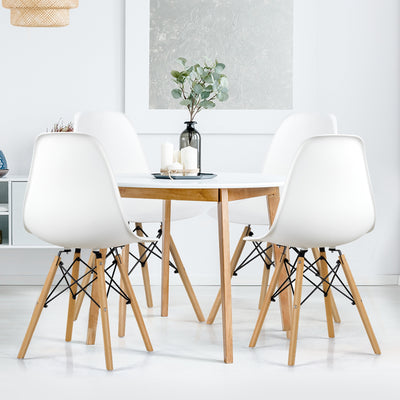 Set of 4 Modern Dining Side Chair Wood Legs-WhiteÂ 