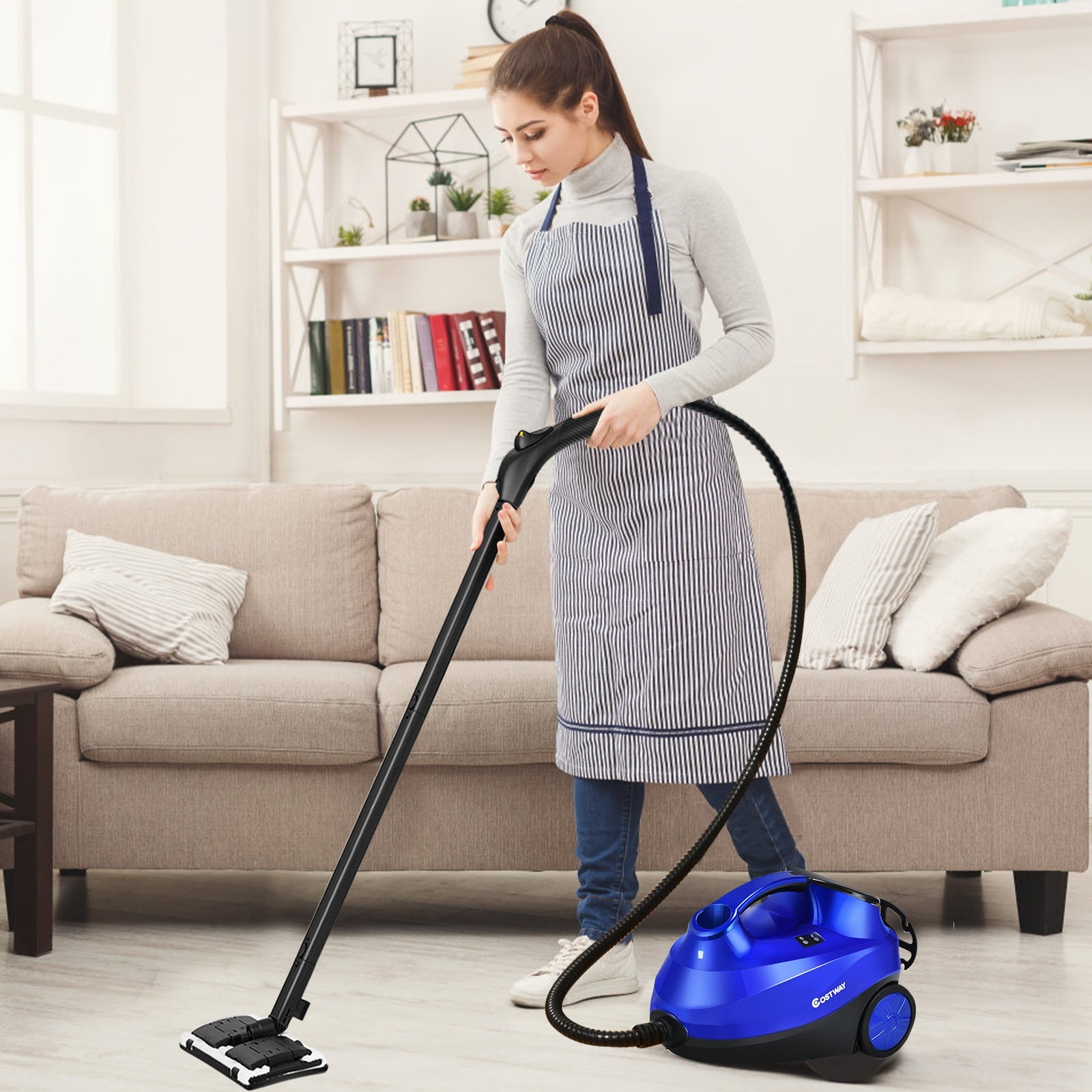 2000W Heavy Duty Multi-purpose Steam Cleaner Mop with Detachable Handheld Unit-BlueÂ 