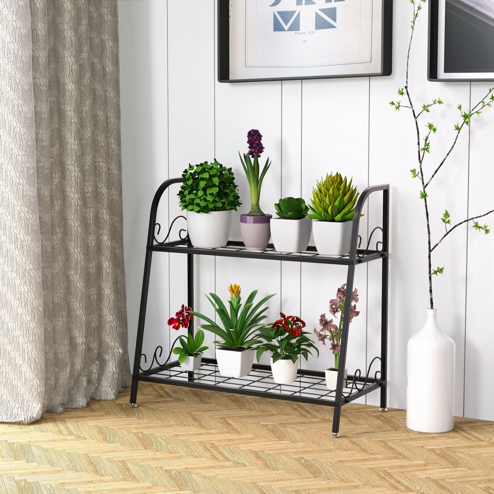 2-tier Patio Metal Plant Stand