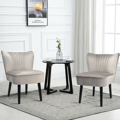 Set of 2 Armless Upholstered Leisure Accent Chair-BrownÂ 