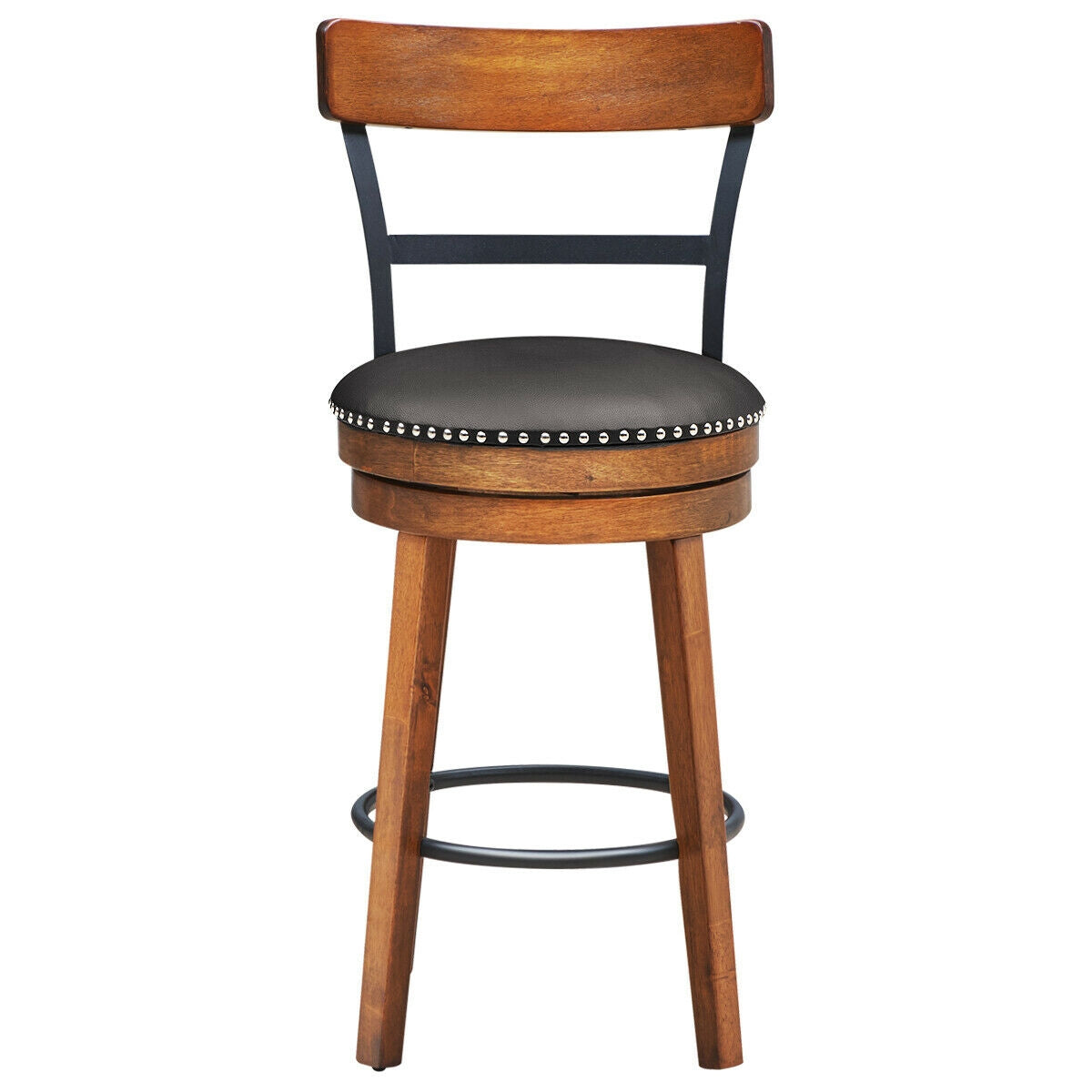 25.5 Inch 360-Degree Bar Swivel Stools with Leather Padded