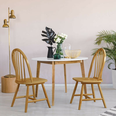 Set of 2 Vintage Windsor Wood Chair with Spindle Back for Dining RoomÂ 