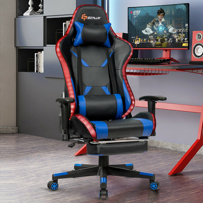 Massage Racing Gaming Chair  Chair with RGB LED Lights-BlueÂ 