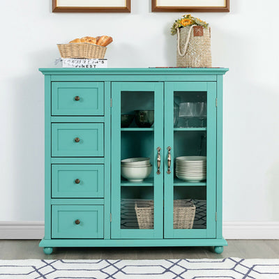 Buffet Sideboard Table Kitchen Storage Cabinet with Drawers and Doors-GreenÂ 