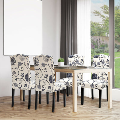 Set of 2 Tufted Upholstered Dining Chairs-Black and WhiteÂ 