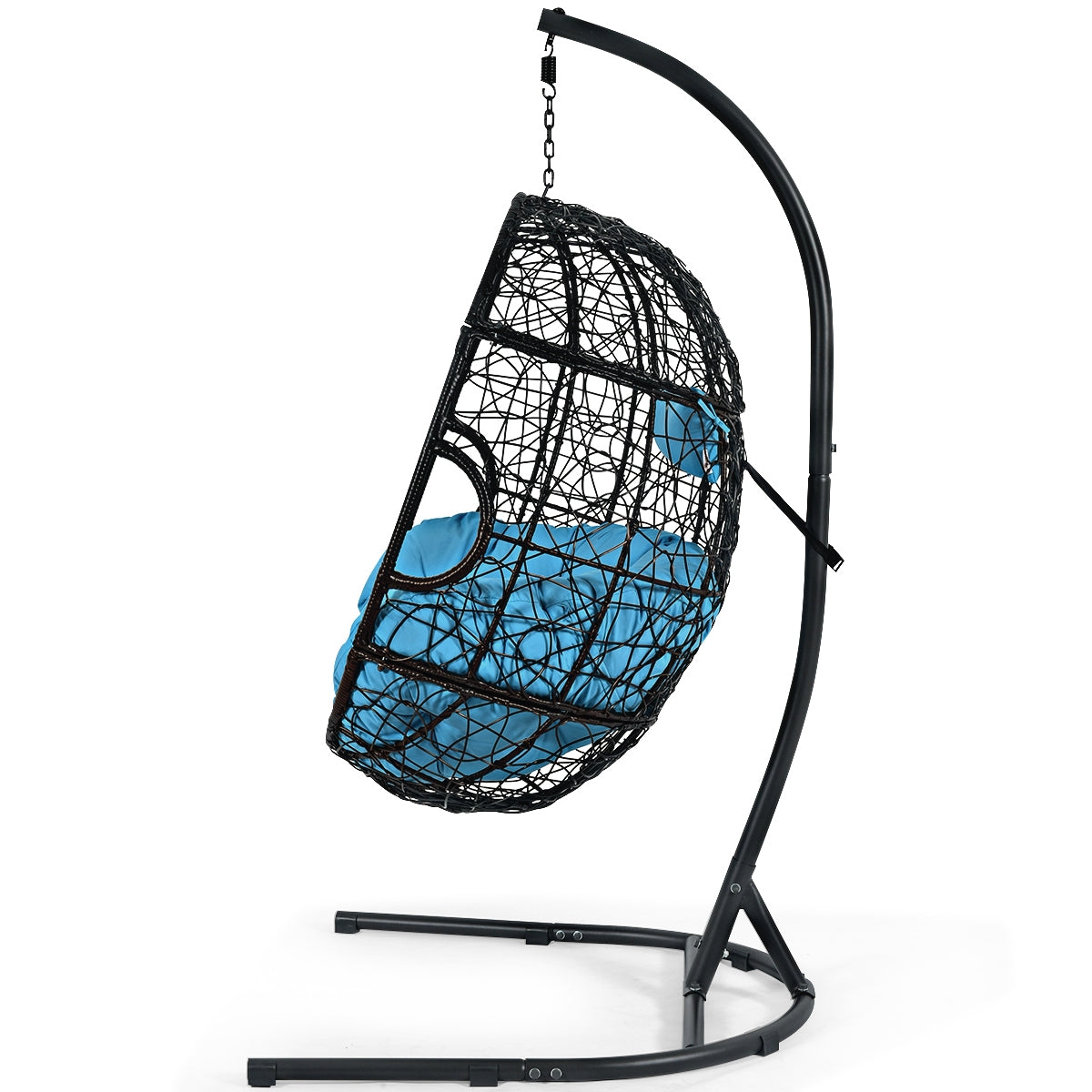 Hanging Cushioned Hammock Chair with Stand-Blue