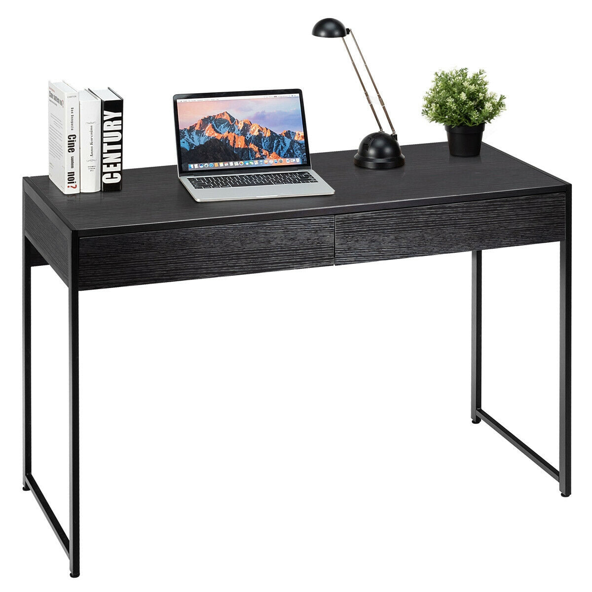 2-Drawer Computer Desk Study Table Home Office Writing Workstation-Black