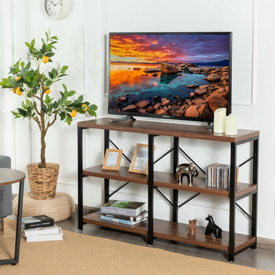 3 Tier 47 Inch Console Metal Frame Sofa Table-Rustic BrownÂ 