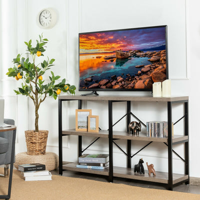 3 Tier 47 Inch Console Metal Frame Sofa Table-NaturalÂ 