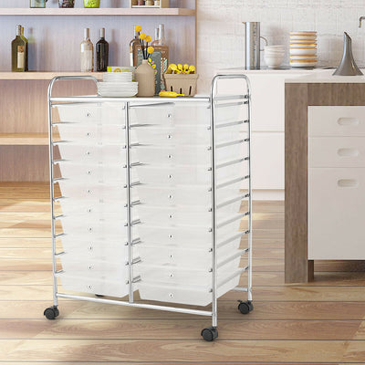20 Drawers Storage Rolling Cart Studio Organizer-ClearÂ 
