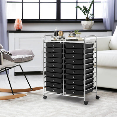 20 Drawers Storage Rolling Cart Studio Organizer-BlackÂ 