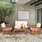 4PCS Patio Solid Wood Furniture Set-Beige