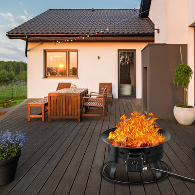58 000BTU Firebowl Outdoor Portable Propane Gas Fire Pit with Cover and Carry KitÂ 