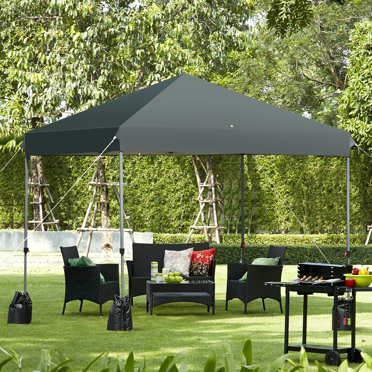 8’x8' Outdoor Pop up Canopy Tent  w/Roller Bag-Gray