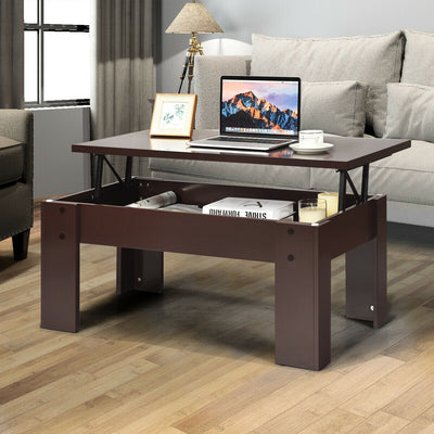 Lift Top Coffee Pop-UP Cocktail Table-BrownÂ 