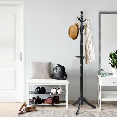 Adjustable Free Standing Wooden Coat Rack-BlackÂ 