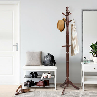 Adjustable Free Standing Wooden Coat Rack-BrownÂ 