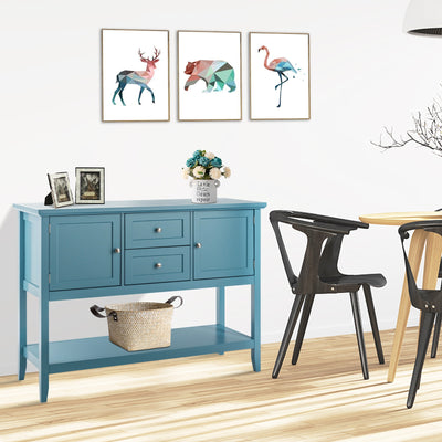 Wooden Sideboard Buffet Console Table with Drawers and Storage-BlueÂ 