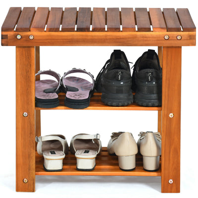 3-Tier Wood Shoe Bench Boots OrganizerÂ 