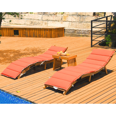 3 Pieces of Wooden Folding Patio Lounge Chair Table SetÂ 