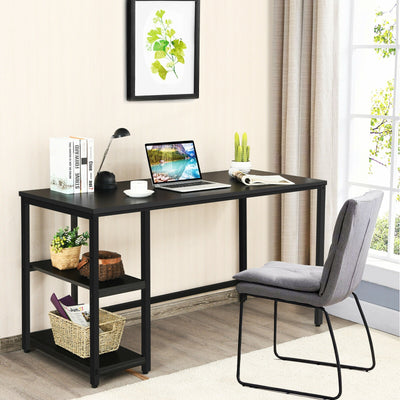 47"/55" Computer Desk Office Study Table Workstation Home with Adjustable Shelf Black-LÂ 