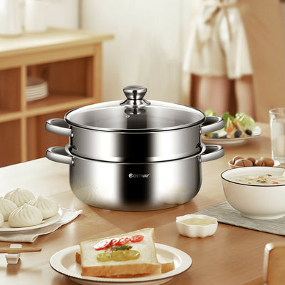 9.5 QT 2 Tier Stainless Steel Steamer Cookware BoilerÂ 