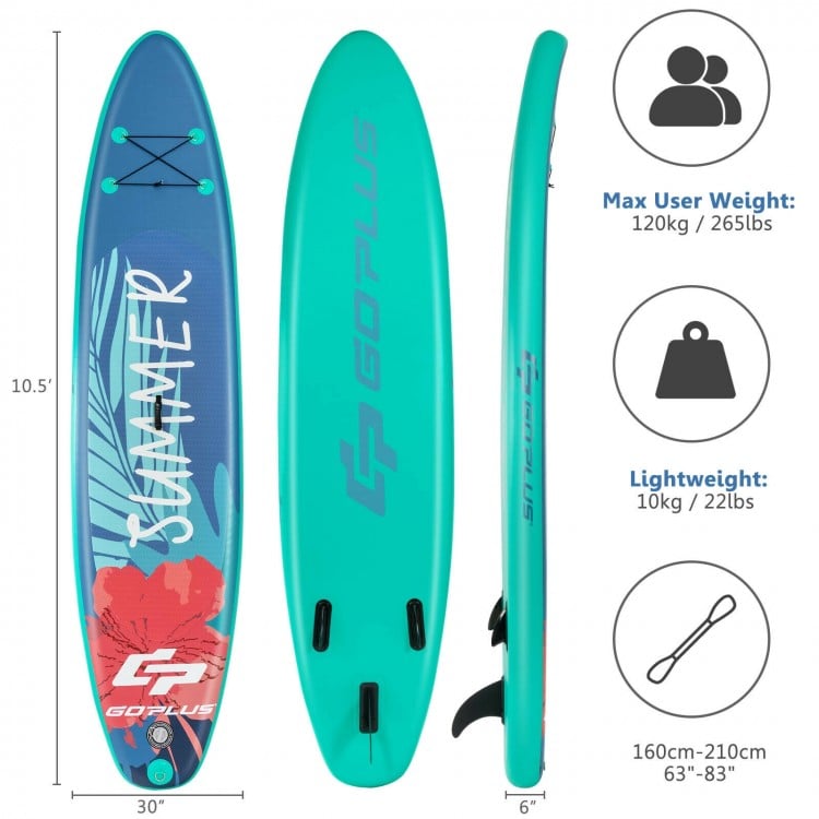10 Feet Inflatable Stand Up Paddle Board with Backpack Leash Aluminum Paddle