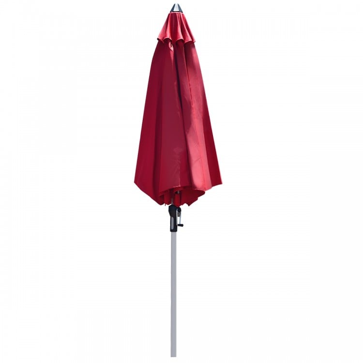 9 Feet Patio Outdoor Market Umbrella with Aluminum Pole without Weight Base-Burgundy