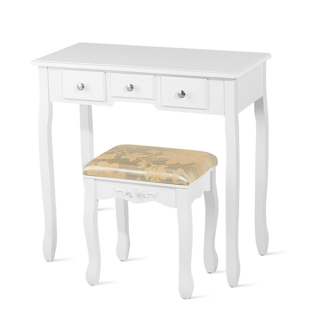 Vanity Make Up Table Set Dressing Table Set with 5 Drawers-White