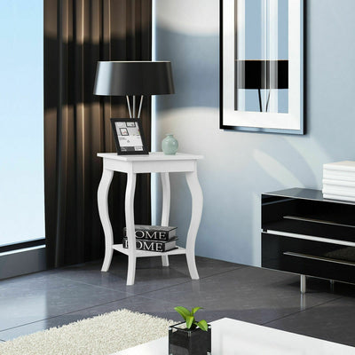 Accent Sofa End Side Table-WhiteÂ 