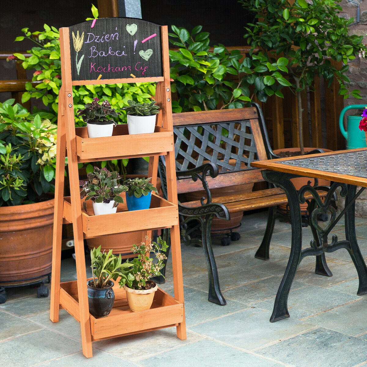 Wooden Sidewalk Menu Chalkboard Sign Display ShelvesÂ 