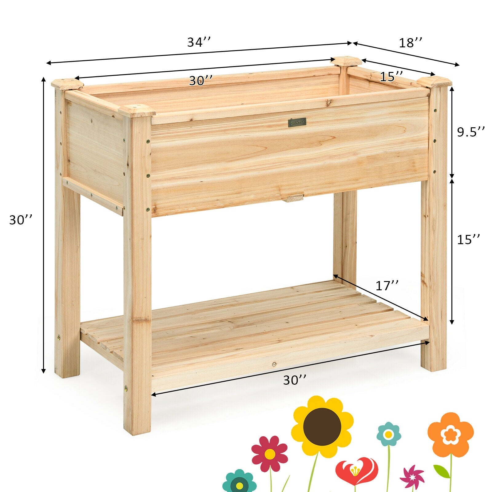 Raised Garden Elevated Wood Planter Box Stand