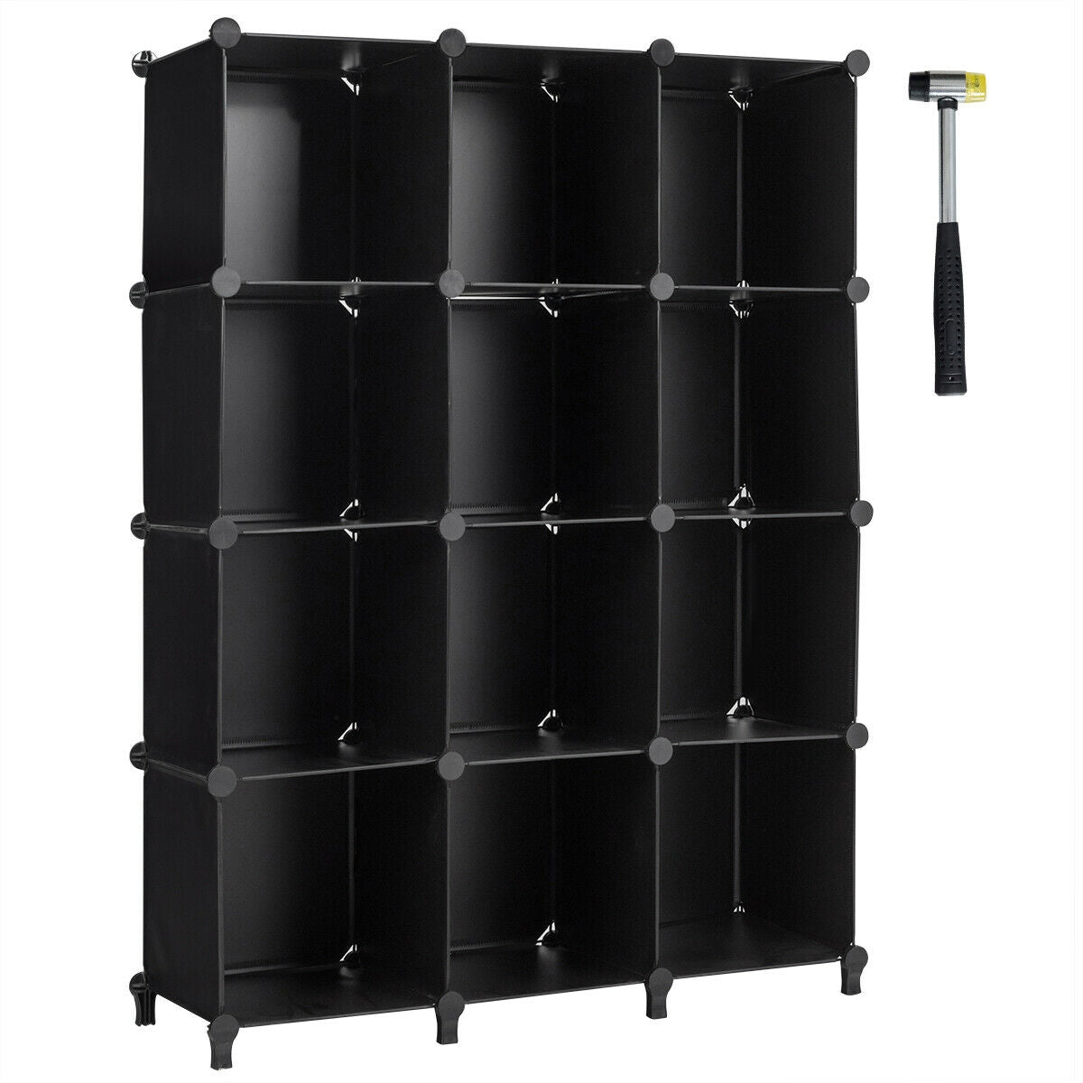 12 Plastic Cube Storage Organizer-BlackÂ 