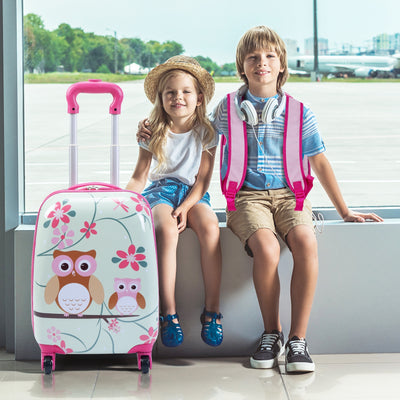 2 Pieces 12 Inch 16 Inch Green ABS Kids Suitcase Luggage SetÂ 