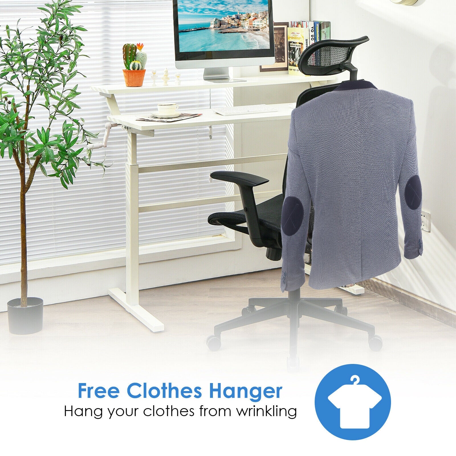 Height Adjustable Ergonomic High Back Mesh Office Chair with Hanger-Black