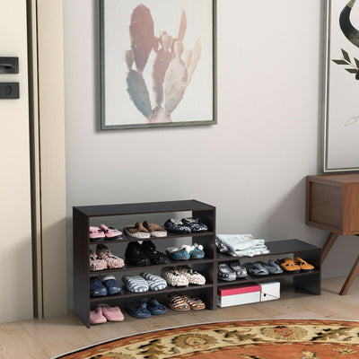 3 Pieces 31-Inch Stackable Multi-Shape Shoe Rack-BrownÂ 