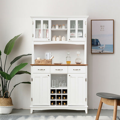 Wood Buffet Hutch Cabinet with 3 Large DrawersÂ 