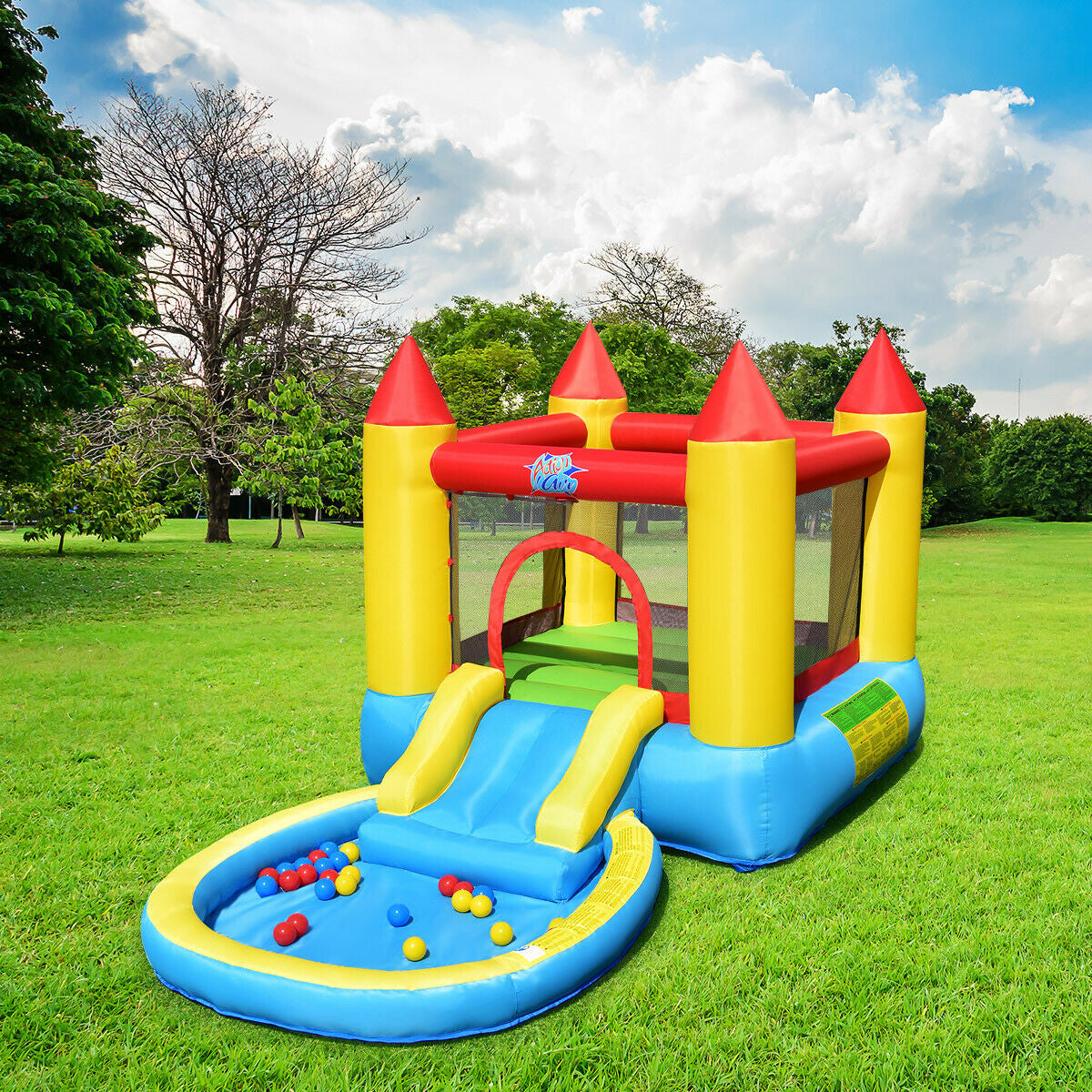 Kids Inflatable Bounce House Castle with Balls Pool and BagÂ 